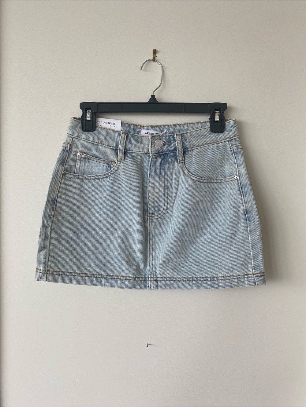 WeWoreWhat Light Blue Denim Mini Skirt